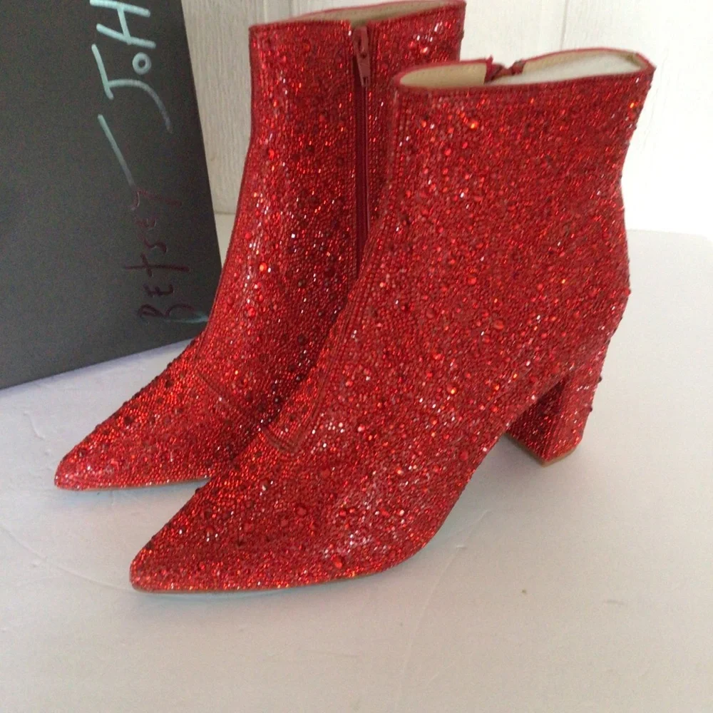 Betsey Johnson Red Ankle Boots - Picture 3 of 12